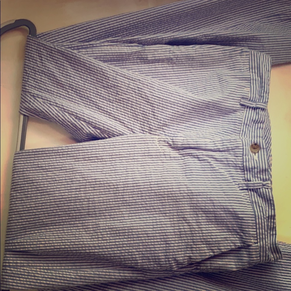 Blue and white strip polo by Ralph Lauren pants